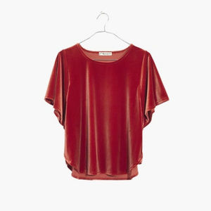 NWT Madewell Velvet Butterfly Top Dark Cinnabar